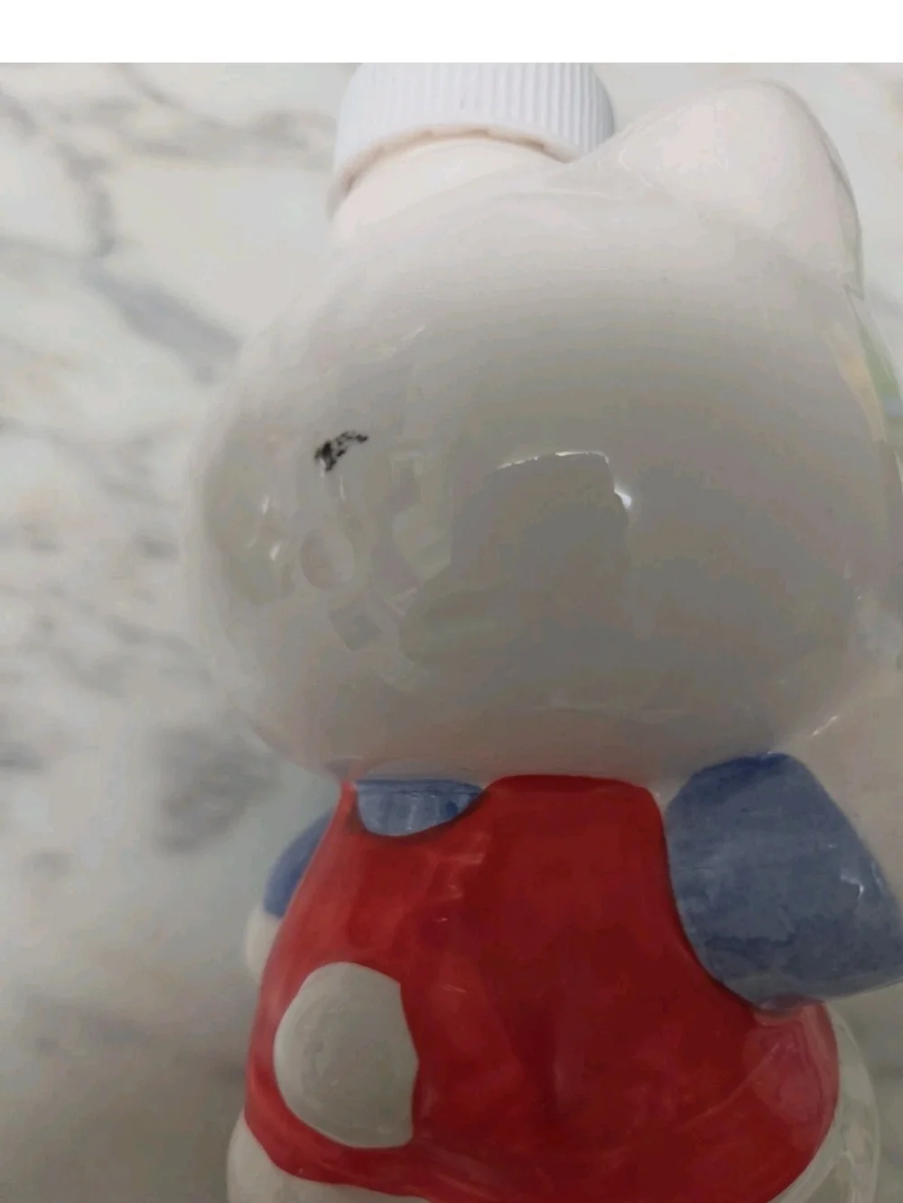 Vtg. Hello Kitty Ceramic 3-Piece Bath Set in White and Red w Pink Blue Accents